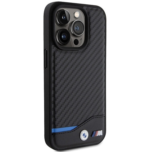 BMW Leather Carbon MagSafe iPhone 15 Pro Case - Black_3