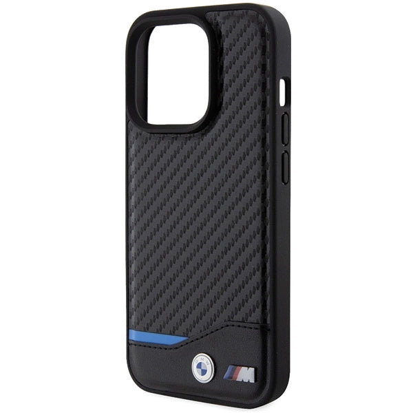 BMW Leather Carbon MagSafe iPhone 15 Pro Case - Black_5