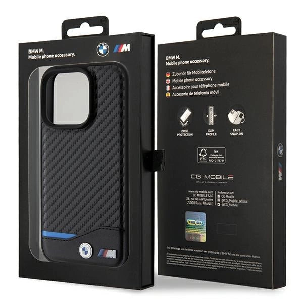 BMW Leather Carbon MagSafe iPhone 15 Pro Max Case - Black_7