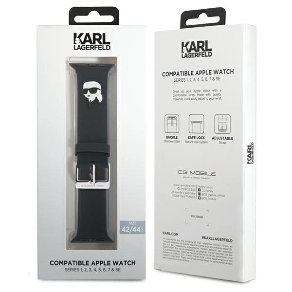 Karl Lagerfeld 3D Rubber Karl Head strap for Apple Watch 42/44/45/49mm - black_3