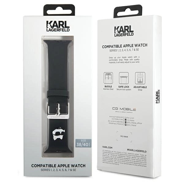 Karl Lagerfeld 3D Rubber Choupette Heads Strap for Apple Watch 38/40/41mm - Black_3