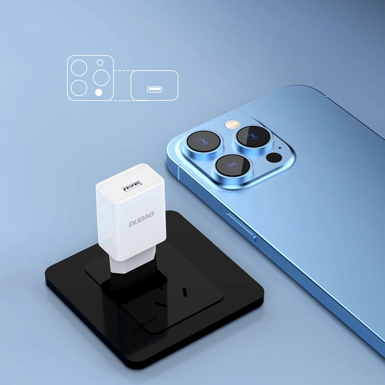 Dudao A4EU USB-A 2.1A wall charger - white + USB-A - micro USB cable_5