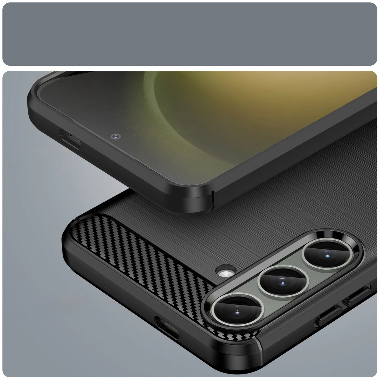 Case for Carbon Case Samsung Galaxy S24+ flexible silicone carbon cover - black_11