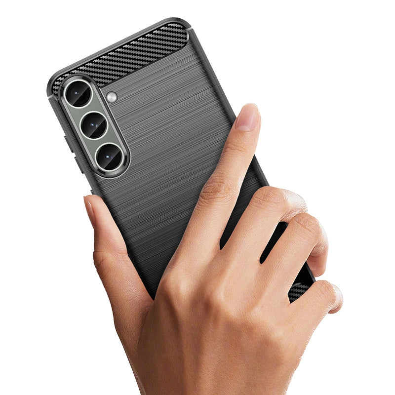 Case for Carbon Case Samsung Galaxy S24+ flexible silicone carbon cover - black_2