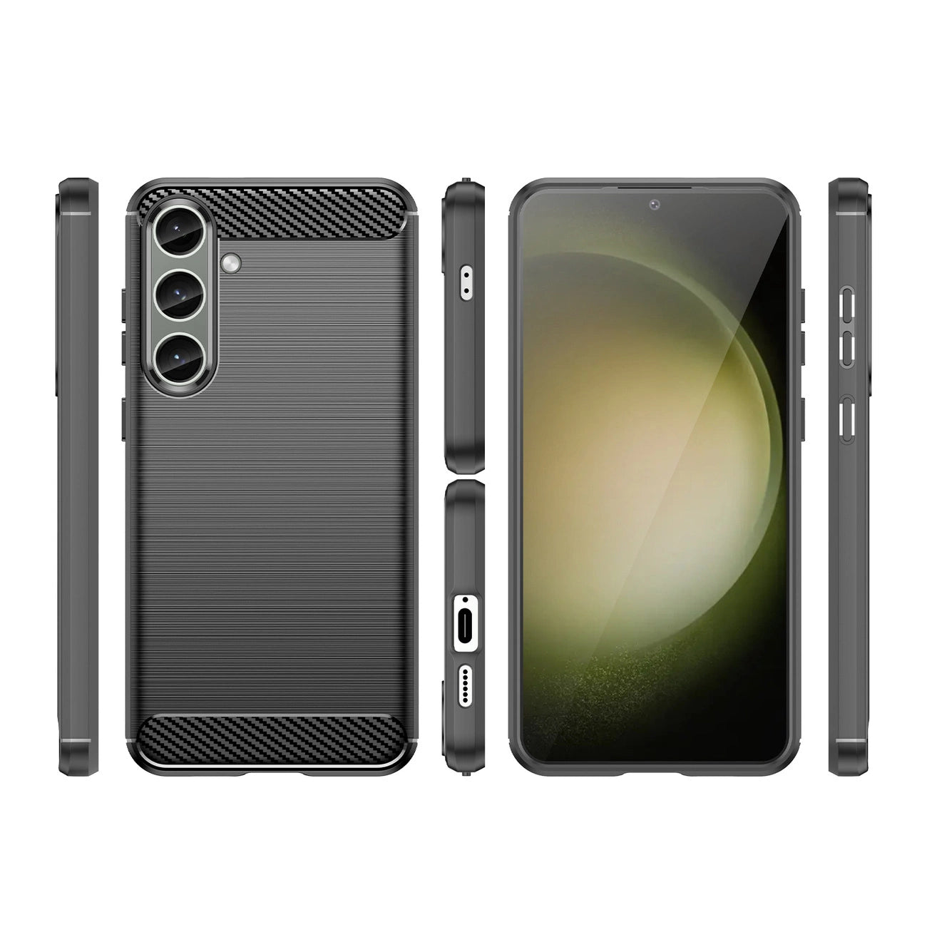 Case for Carbon Case Samsung Galaxy S24+ flexible silicone carbon cover - black_7