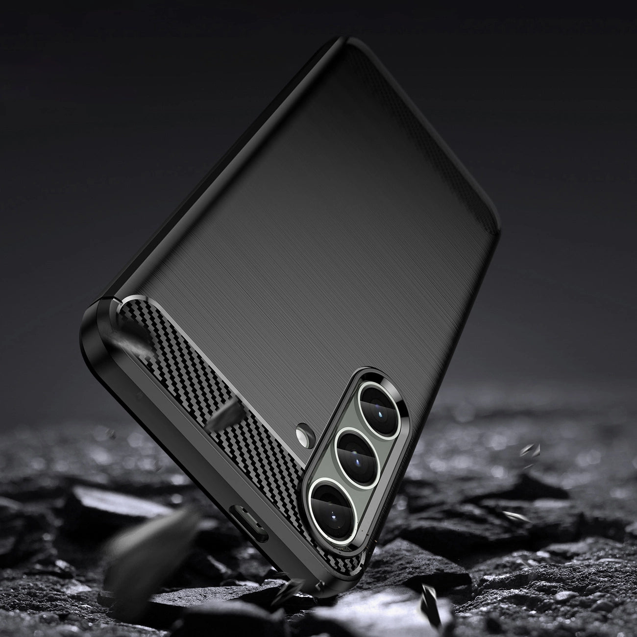 Case for Carbon Case Samsung Galaxy S24+ flexible silicone carbon cover - black_8