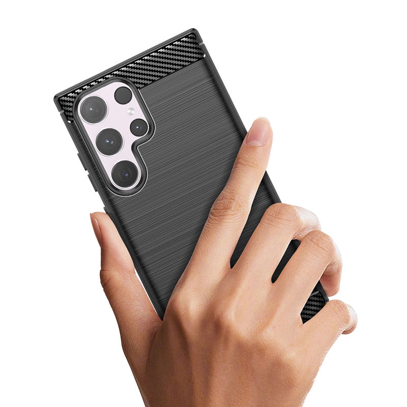 Carbon Case for Samsung Galaxy S24 Ultra Flexible Silicone Carbon Cover - Black_3