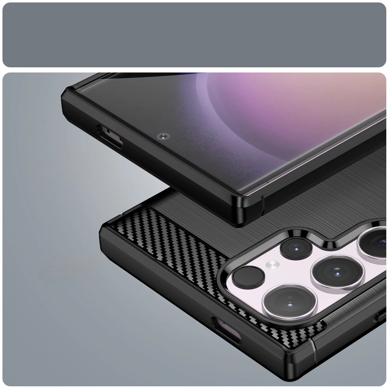 Carbon Case for Samsung Galaxy S24 Ultra Flexible Silicone Carbon Cover - Black_11