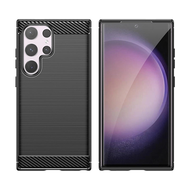 Carbon Case for Samsung Galaxy S24 Ultra Flexible Silicone Carbon Cover - Black_4