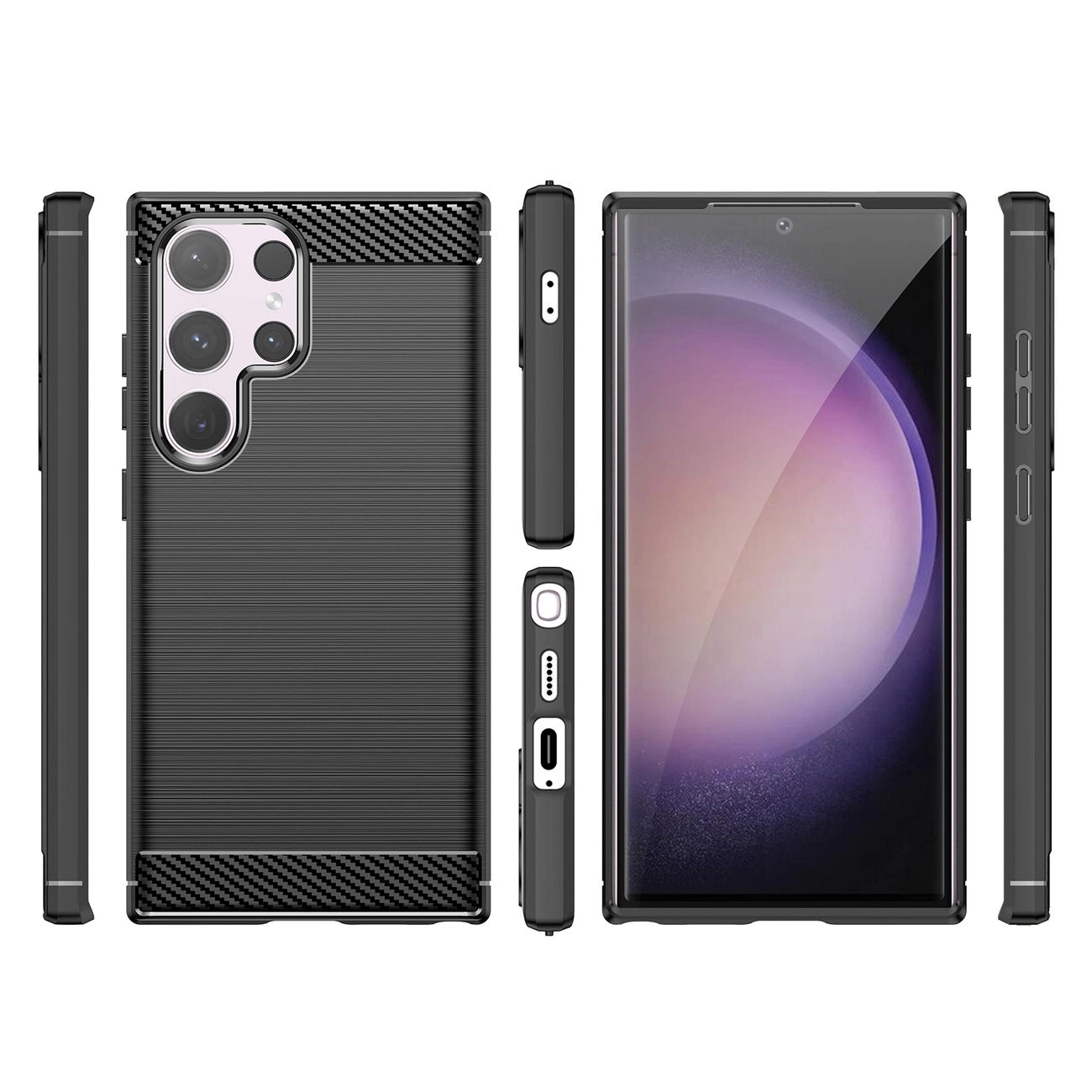 Carbon Case for Samsung Galaxy S24 Ultra Flexible Silicone Carbon Cover - Black_7