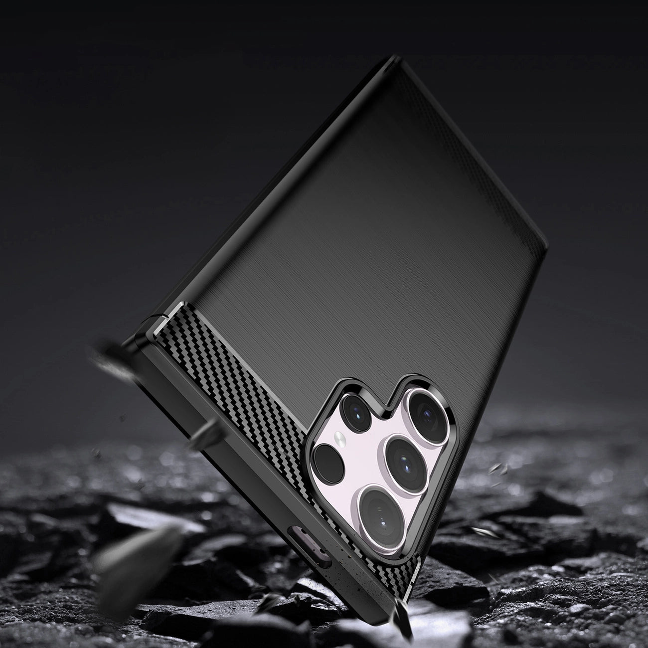 Carbon Case for Samsung Galaxy S24 Ultra Flexible Silicone Carbon Cover - Black_8