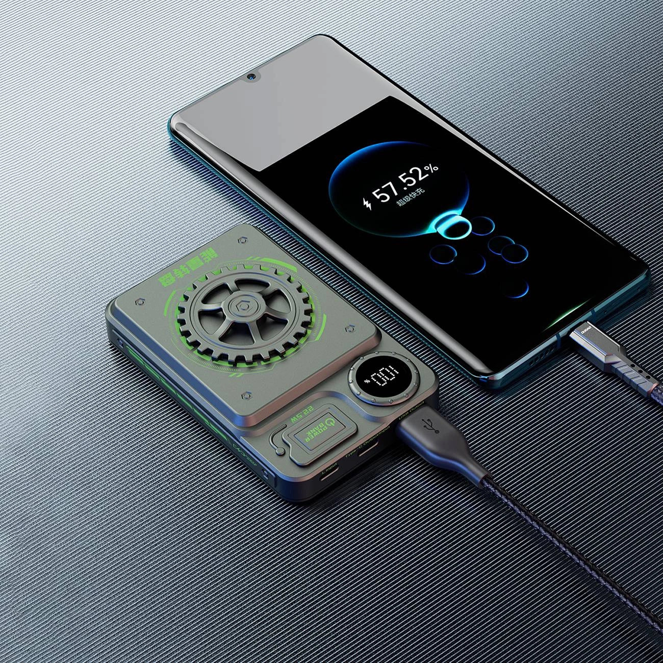Dudao K24 10000mAh 22.5W USB-A / USB-C power bank with display - gray_6