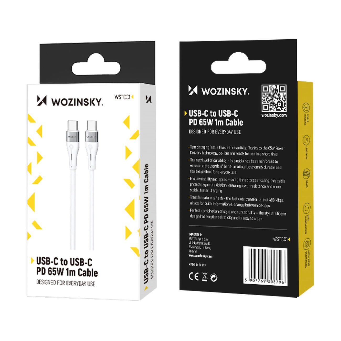Wozinsky WSTCC1 USB-C / USB-C PD 65W cable 1 m long - white_4