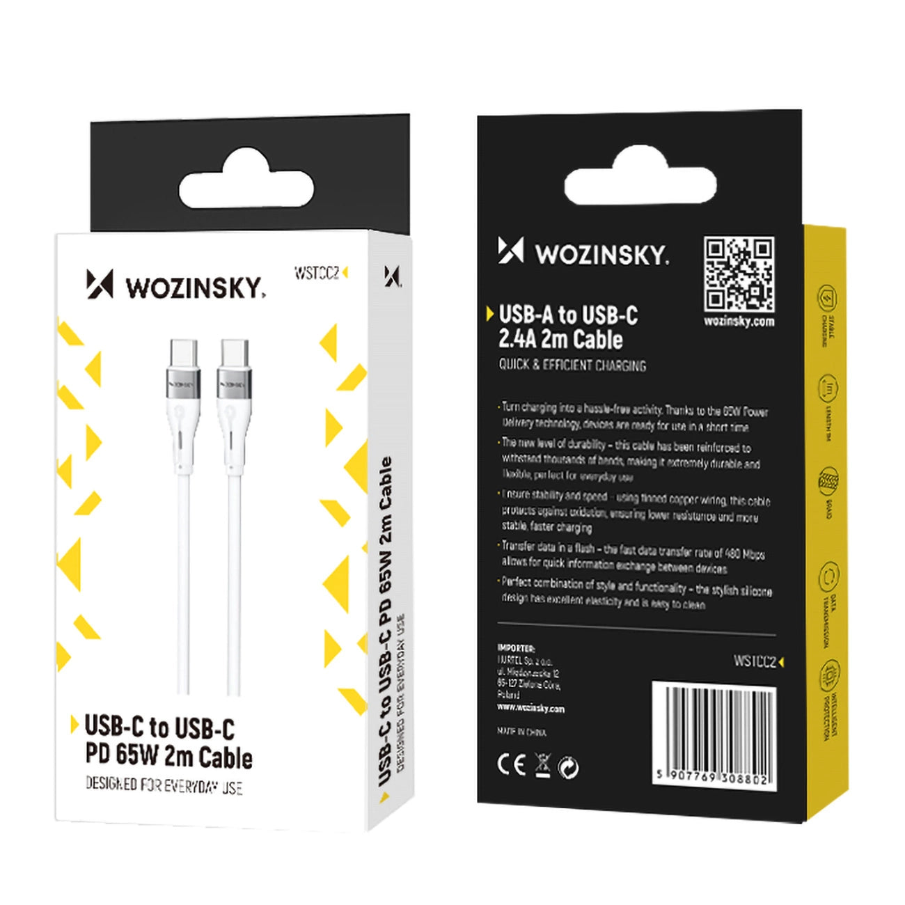 Wozinsky WSTCC2 USB-C / USB-C PD 65W cable 2 m - white_4