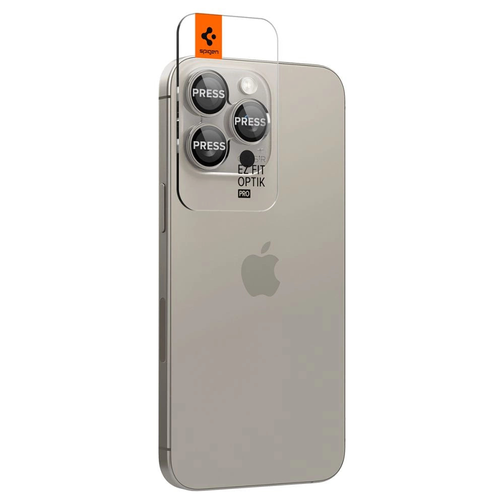 Spigen Optik.tR EZ Fit Camera Protector for iPhone 14 Pro / Pro Max / 15 Pro / Pro Max - Natural Titanium 2 pcs._1