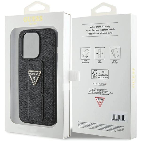 Guess Grip Stand 4G Triangle Strass case for iPhone 15 Pro - black_8