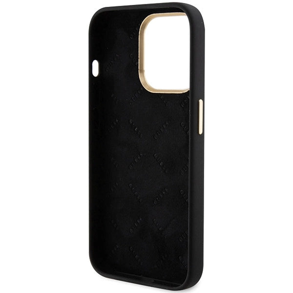 Guess Silicone Script Metal Logo & Frame iPhone 15 Pro Max Case - Black_6