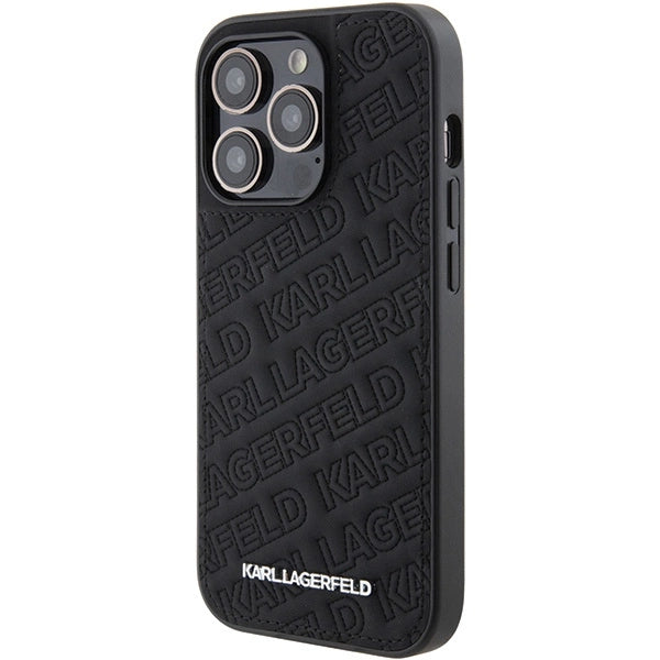 Karl Lagerfeld Quilted K Pattern iPhone 15 Pro Case - Black_1