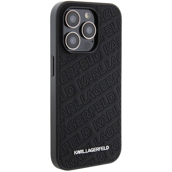 Karl Lagerfeld Quilted K Pattern iPhone 15 Pro Case - Black_3