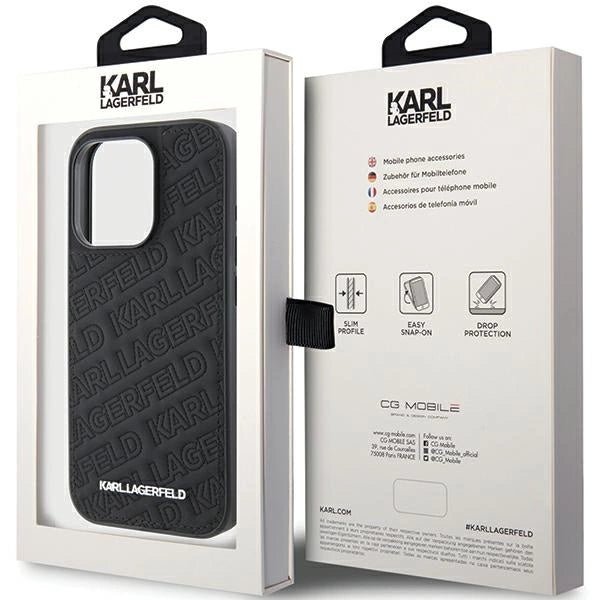 Karl Lagerfeld Quilted K Pattern iPhone 15 Pro Case - Black_7