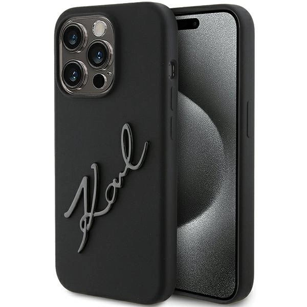 Karl Lagerfeld Silicone Karl Script case for iPhone 15 Pro - black_0