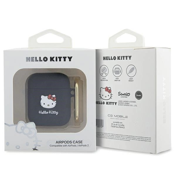 Hello Kitty Silicone 3D Kitty Head case for AirPods 1/2 - black_2