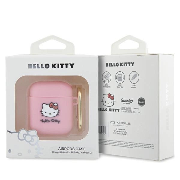 Hello Kitty Silicone 3D Kitty Head case for AirPods 1/2 - pink_2