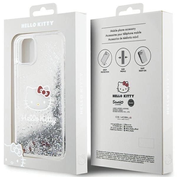 Hello Kitty Liquid Glitter Charms Kitty Head Case for iPhone 11 / Xr - Silver_7