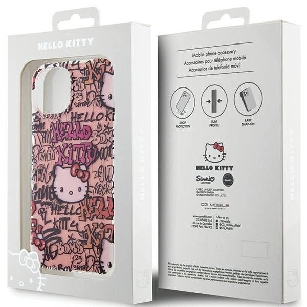 Hello Kitty IML Tags Graffiti case for iPhone 15 - pink_7