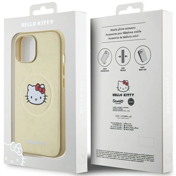 Hello Kitty Leather Kitty Head MagSafe case for iPhone 15 - gold_7