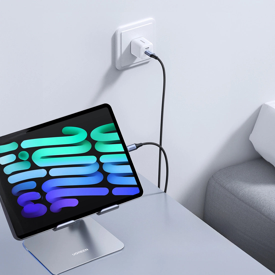 Ugreen US535 USB-C / USB-C PD cable 240W 5A 1m - gray_3