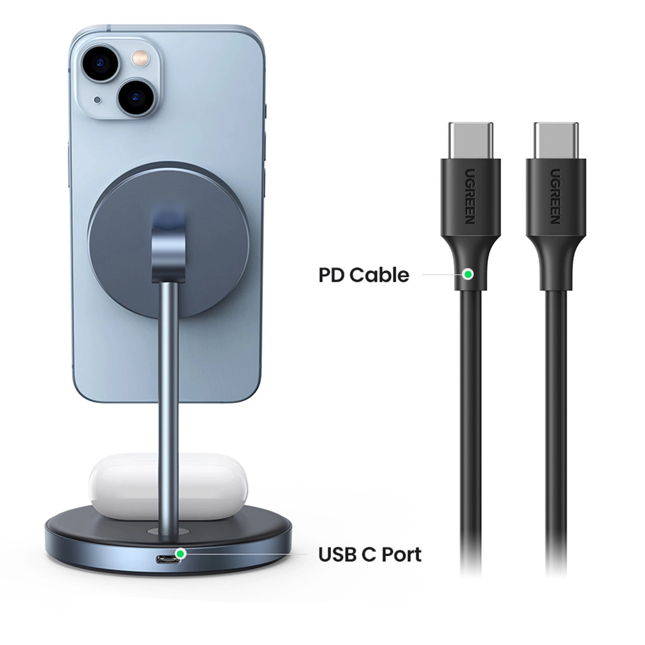 Ugreen CD317 MagSafe / Qi 2in1 charging station - black_12