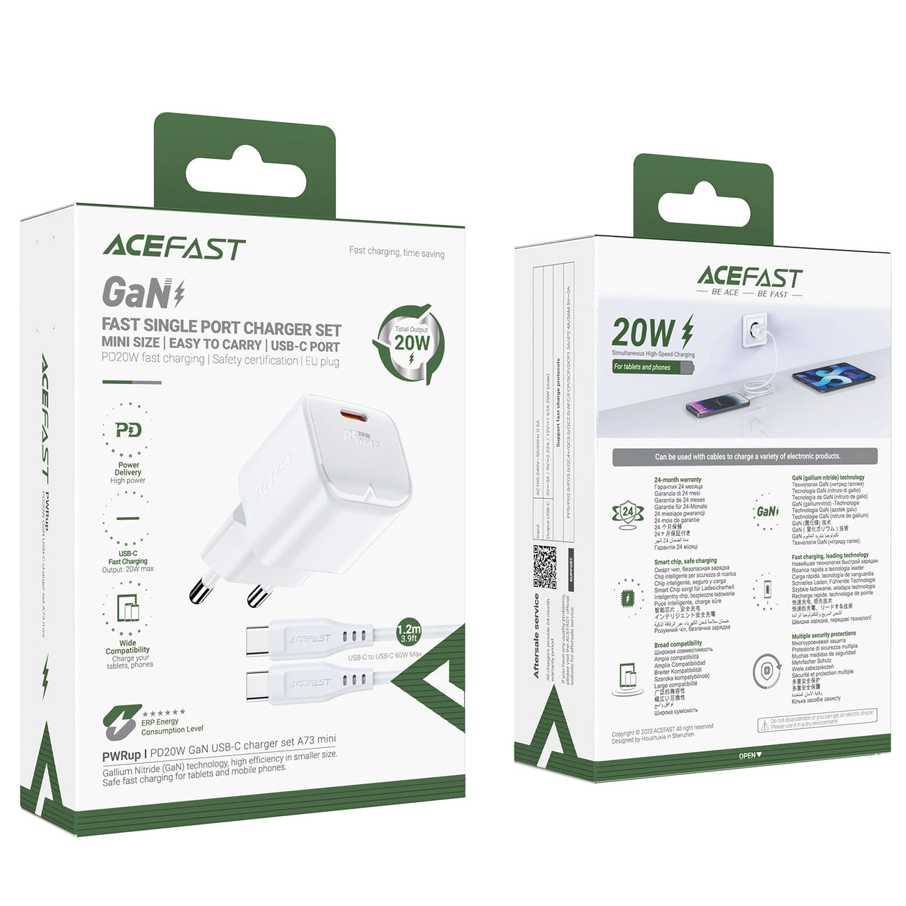 Acefast A73 Mini PD 20W GaN wall charger + USB-C cable - white_6