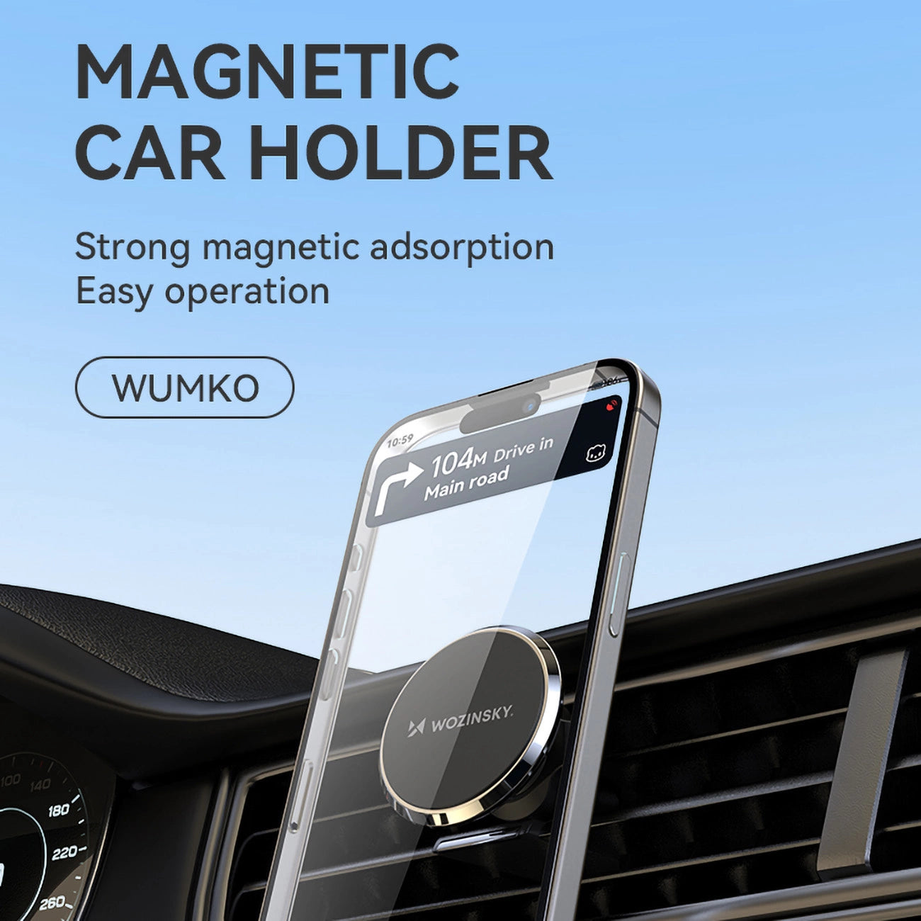 Wozinsky WUMKO magnetic phone holder for car air vent - black_4