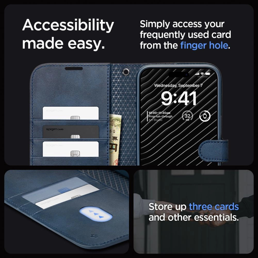 Spigen Wallet S Pro Case for iPhone 15 Pro - Navy Blue_12