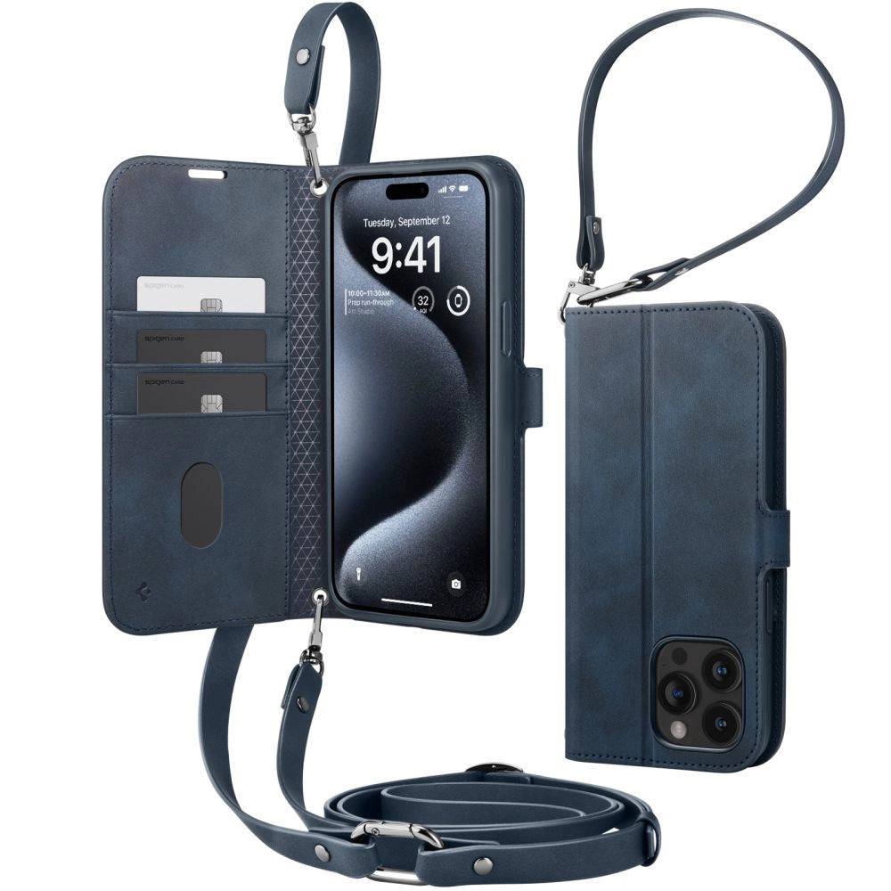 Spigen Wallet S Pro Case for iPhone 15 Pro - Navy Blue_8