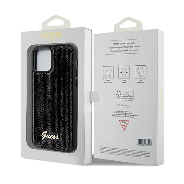 Guess Sequin Script Metal case for iPhone 12/12 Pro - black_7