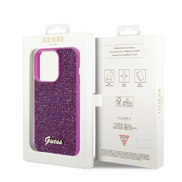 Guess Disco Metal Script case for iPhone 14 Pro - fuchsia_7