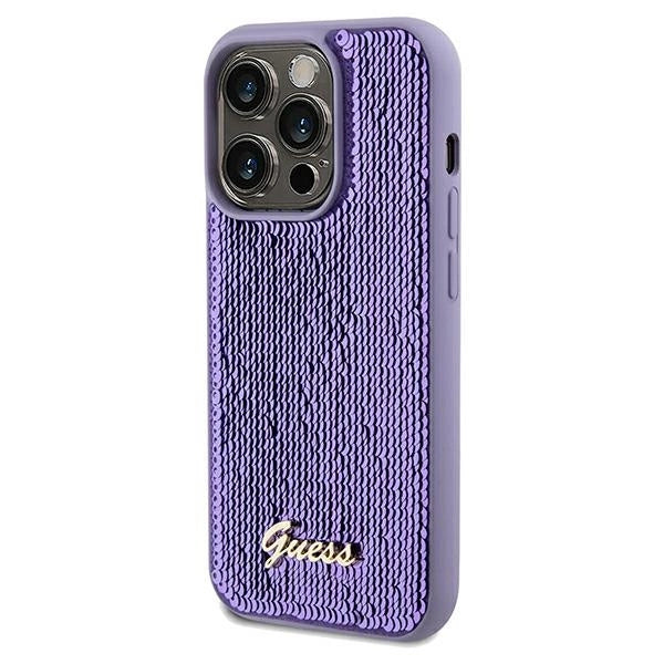 Guess Sequin Script Metal case for iPhone 14 Pro - purple_1