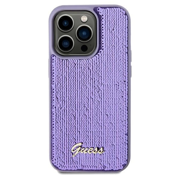 Guess Sequin Script Metal case for iPhone 14 Pro - purple_2