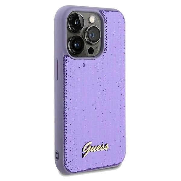 Guess Sequin Script Metal case for iPhone 14 Pro - purple_3