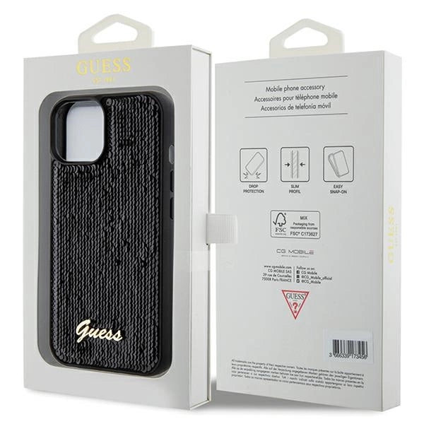 Guess Sequin Script Metal case for iPhone 14 / 15 / 13 - black_7