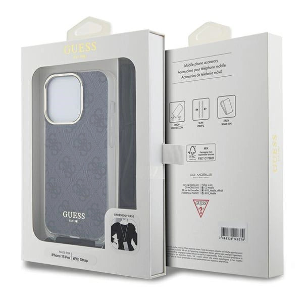 Guess Crossbody Cord 4G Print case for iPhone 15 Pro - black_6