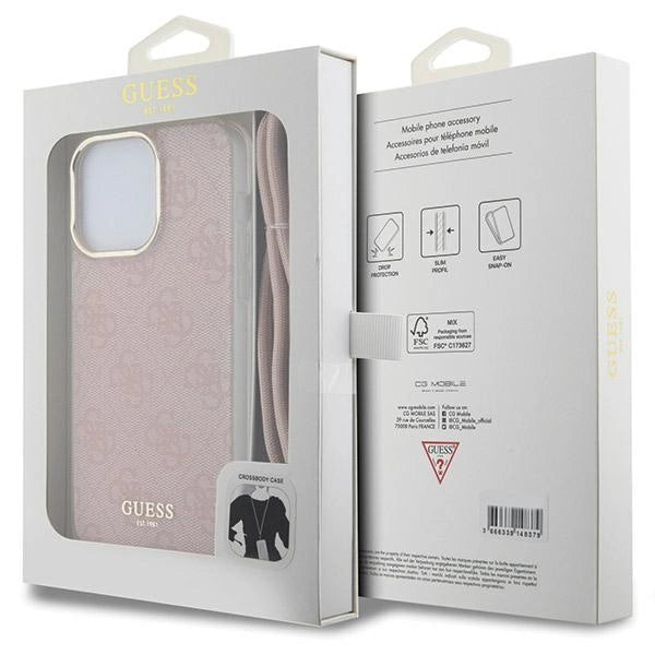 Guess Crossbody Cord 4G Print case for iPhone 15 Pro - pink_6
