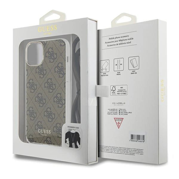 Guess Crossbody Cord 4G Print case for iPhone 15 / 14 / 13 - brown_6