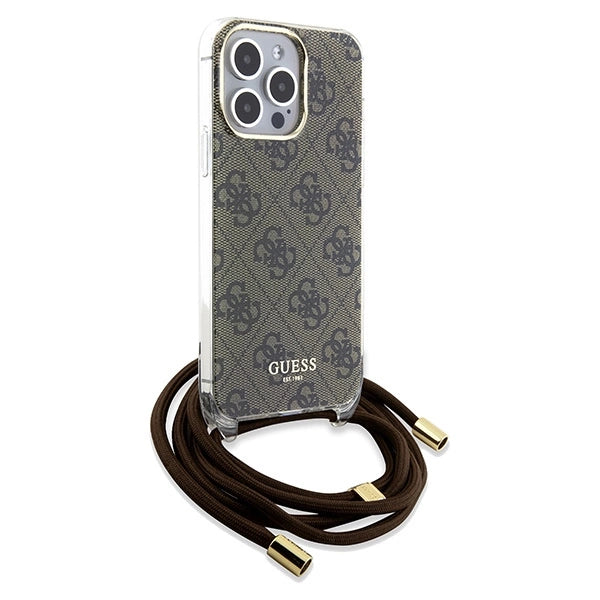 Guess Crossbody Cord 4G Print case for iPhone 15 Pro Max - brown_2