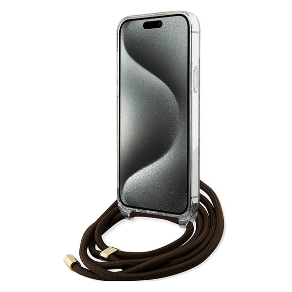 Guess Crossbody Cord 4G Print case for iPhone 15 Pro Max - brown_3