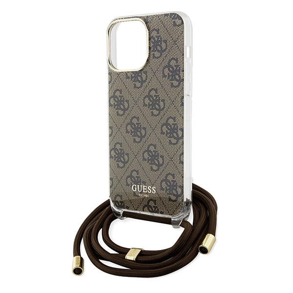 Guess Crossbody Cord 4G Print case for iPhone 15 Pro Max - brown_4