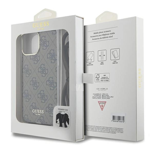 Guess Crossbody Cord 4G Print case for iPhone 15 Pro Max - brown_6