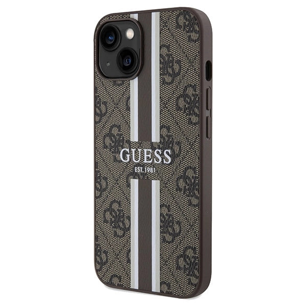 Guess 4G Printed Stripes MagSafe case for iPhone 15/14/13 - brown_1